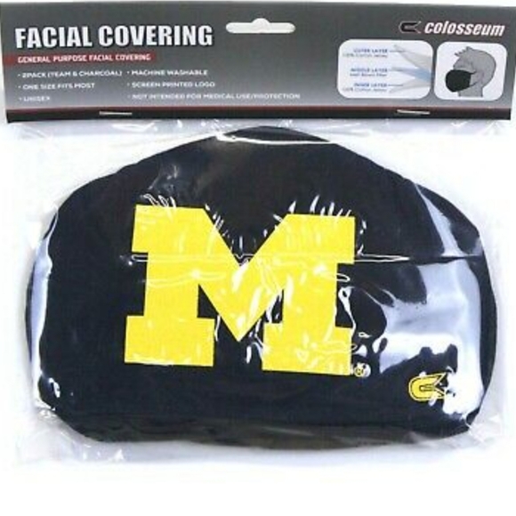 NWT Unisex Michigan Wolverines Colosseum 2 Pack Face Mask - Picture 2 of 5